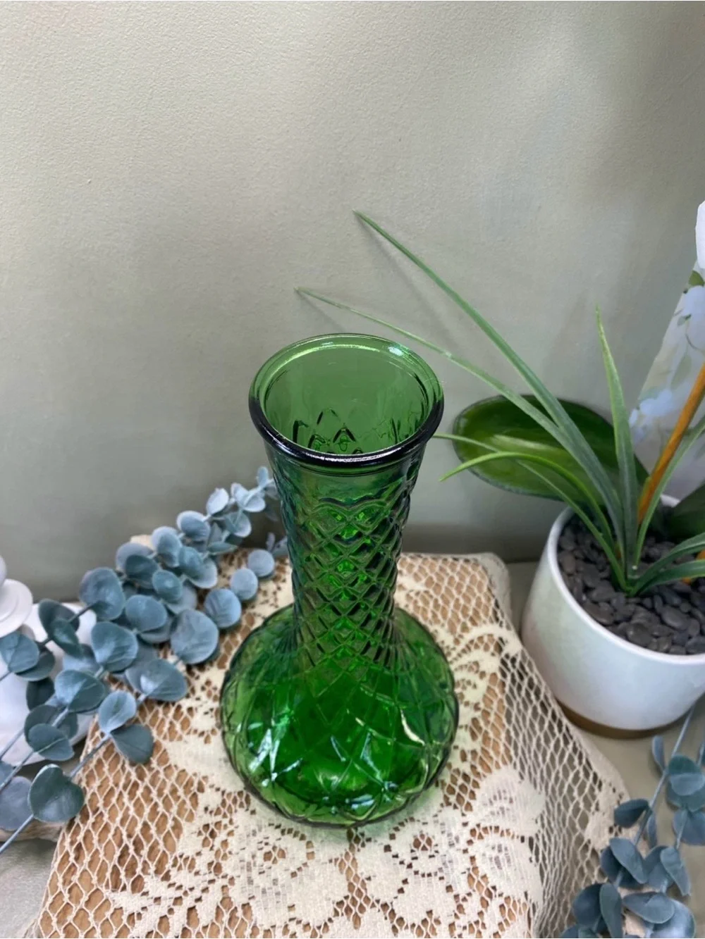 💚 Vintage Hoosier Glass Emerald Green Bud Vase 💚